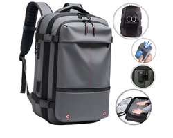CarryQuest® -Vacuum rugzak Zen - Excl. Pomp- Grijs - Reis Weekend Backpack-Handbagage-Waterdicht-Ademende -Comfortabele schouderbanden-Antidiefstal ritszak-Waterdicht en slijtvast materiaal-17,3-inch laptop compatibel
