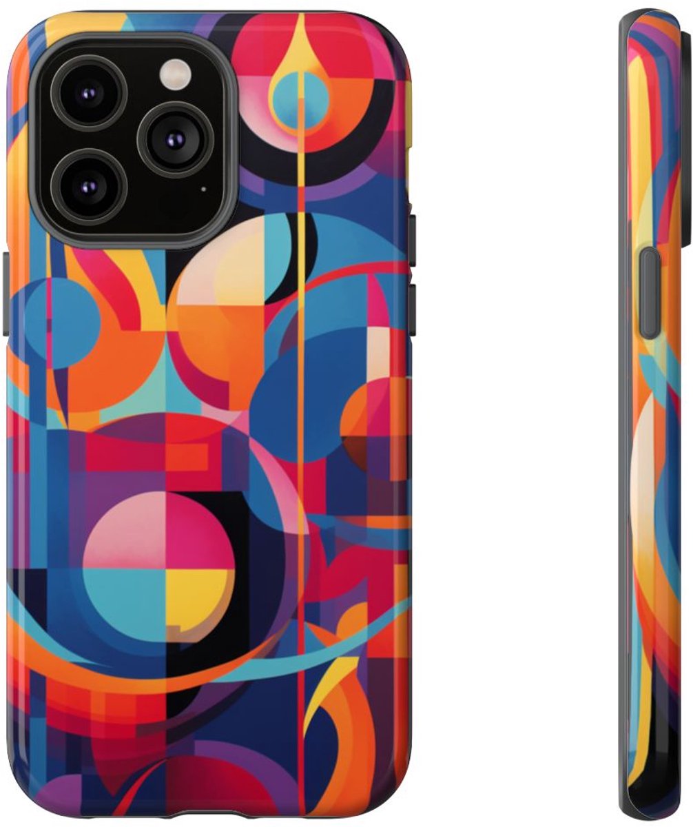 Vrolijke Geometrische Abstracte Kunst – Telefoonhoesje Geschikt voor iPhone 14 Pro Max