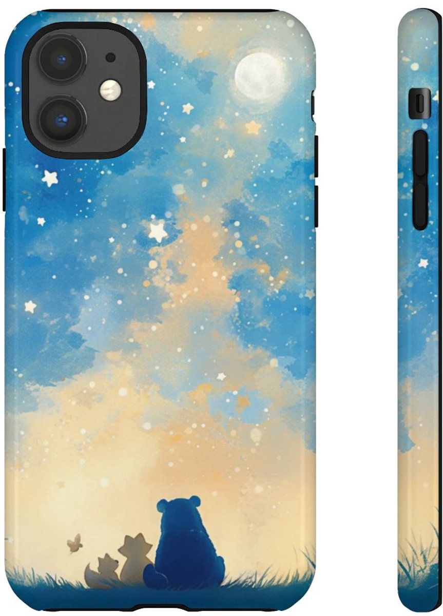 Beer, Vos en Vogel Onder Sterrenhemel – Telefoonhoesje Geschikt voor iPhone 11