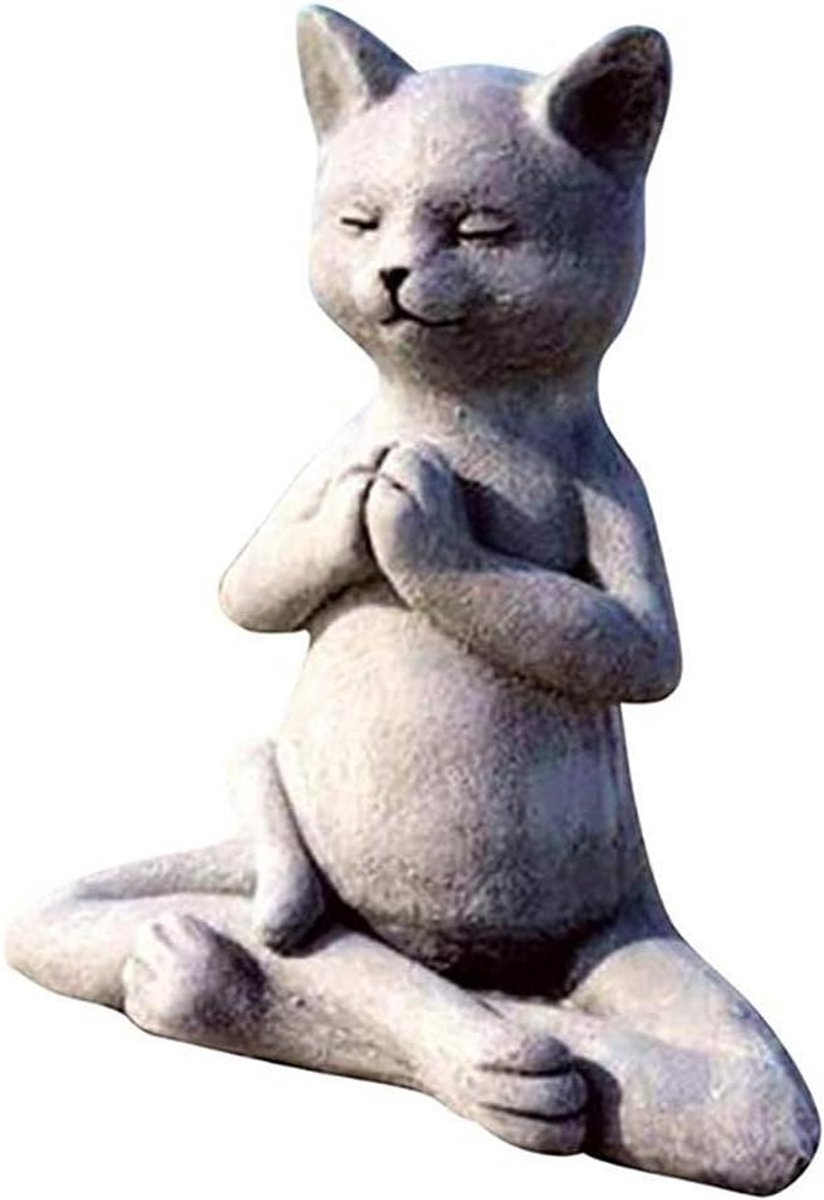 Kat en hond mediterend in Boeddha standbeeld - Zen gebed pose - Home decoratie - Meditatie en yoga accessoire