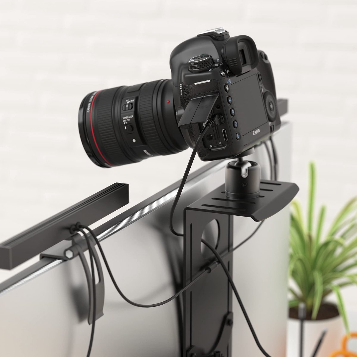 HumanCentric DSLR-monitorhouder - monitorplank voor bureaucameramontage, lichte webcam en microfoon cameraplank voor monitor VESA-arm, vervang klemstatieven voor camera-bureaubevestiging, groot