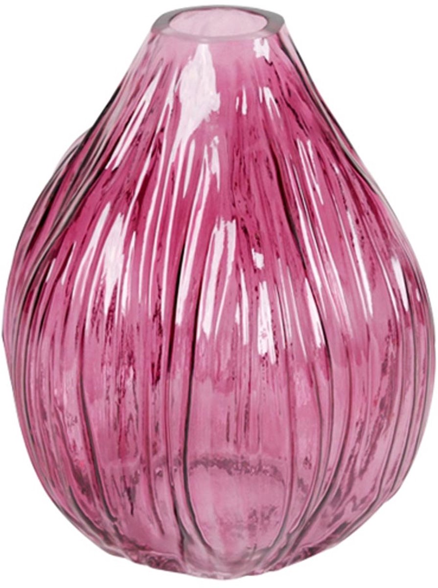 Dekoratief | Deco vaas, bordeaux/transparant, glas, 15x15x18cm | A259060