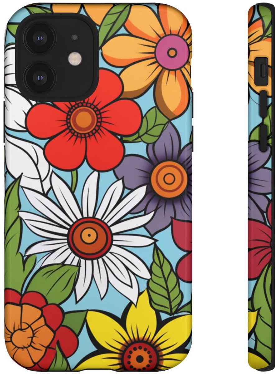 Kleurrijk Bloemenpatroon – Telefoonhoesje Geschikt voor iPhone 12