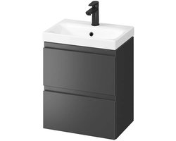 Cersanit Moduo - Kast met wastafel, 57x50x35 cm, 2 laden, antraciet S801-470-DSM