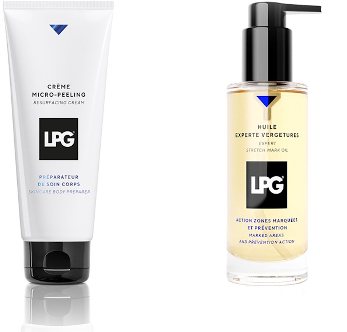 LPG - Endermologie - huidverzorging - combipack - micro-peeling resurfacing cream + stretch mark oil - 1x200 ml + 1x100 ml