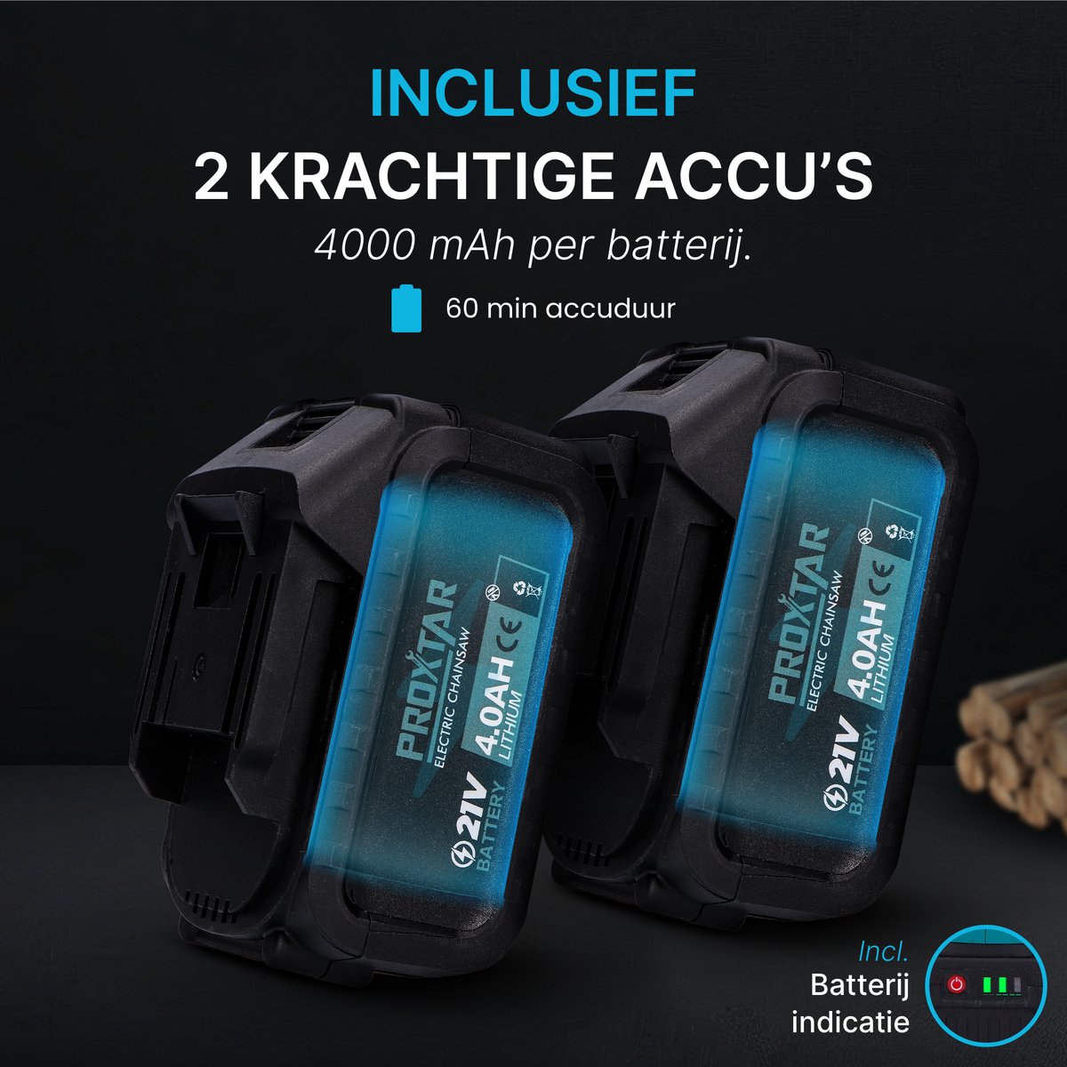ProXtar Mini Kettingzaag + Telescopische Steel – Kettingzaag – Snoeizaag – Takkenzaag – Handzaag – 6 & 8 Inch Zaagblad – 2x 4000 mAh Accu – Inclusief Opbergkoffer & 6 Kettingen – Automatische Kettingsmering – Brushless thumbnail 4