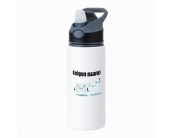 Hacebo® - 2 tanden waterfles met rietje zwart - Tandarts - mondhygienist - met eigen naam - leuk cadeau voor iemand die tandarts is - cadeau - kado - water fles - 650ML
