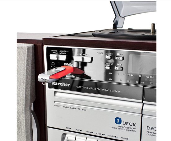 WNHB® Stereo Set Met Platenspeler - All-in-One Muzieksysteem Met Bluetooth USB en FM Radio van Merkloos — afbeelding 4