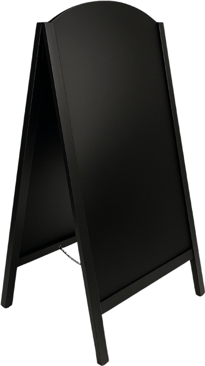 BRASQ Krijtstoepbord Elegance Zwart - 70x130 CM - Krijtbord - Reclamebord - Stoepbord - Dubbelzijdig - voor Binnen en Buiten - Horeca
