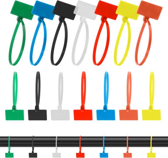 Foto: Kabel etiketten tags 100 stks kleur koord labels multi color elektronische kabel identificatie tags draad zip stropdassen met label zelfborgende nylon zip tie tags voor elektronica nylon wrap it kabel oplossingen