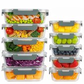 Boîtes de Prep de repas en Verres Ceruzo , 10 pièces – Hermétiques, allant au four, sans BPA – 5 x 1 040 ml, 5 x 370 ml