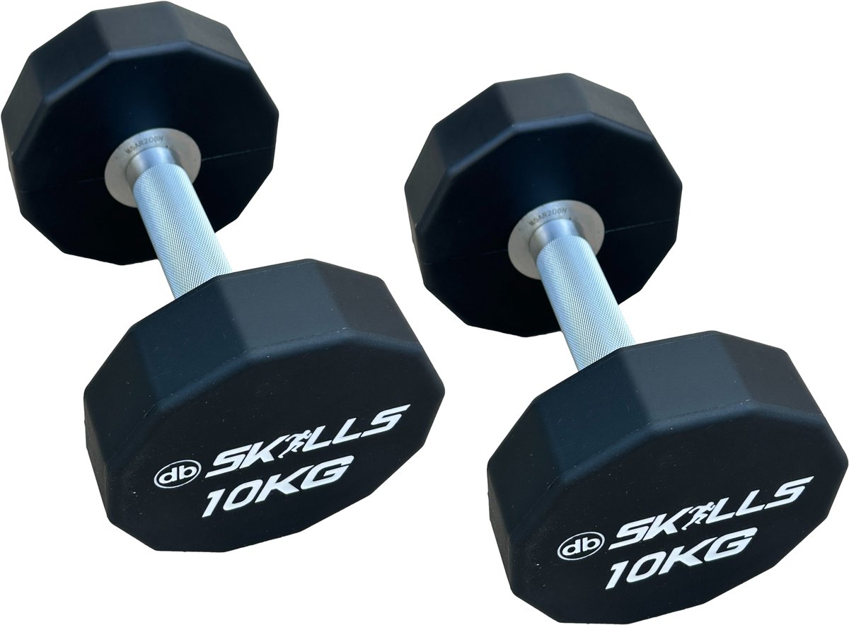 Dumbbell set van 10 kg weekend deal nu voor een topprijs DB Skills 2x10 kg CPU Dumbbells – Ideaal voor Krachttraining & Fitness Thuis - Eindejaars mega knaller