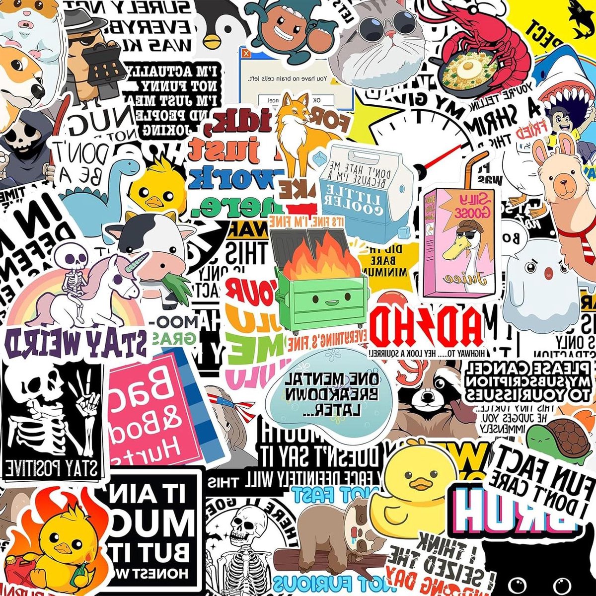 130 Grappige Stickers Set | Waterdicht PVC | Volwassenen | Waterflessen Laptops Auto's