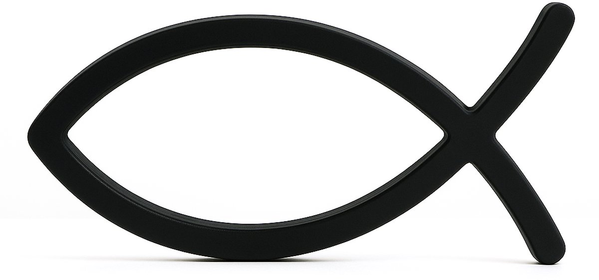Ichthus-vis - decoratie - zwart - 20 cm breed