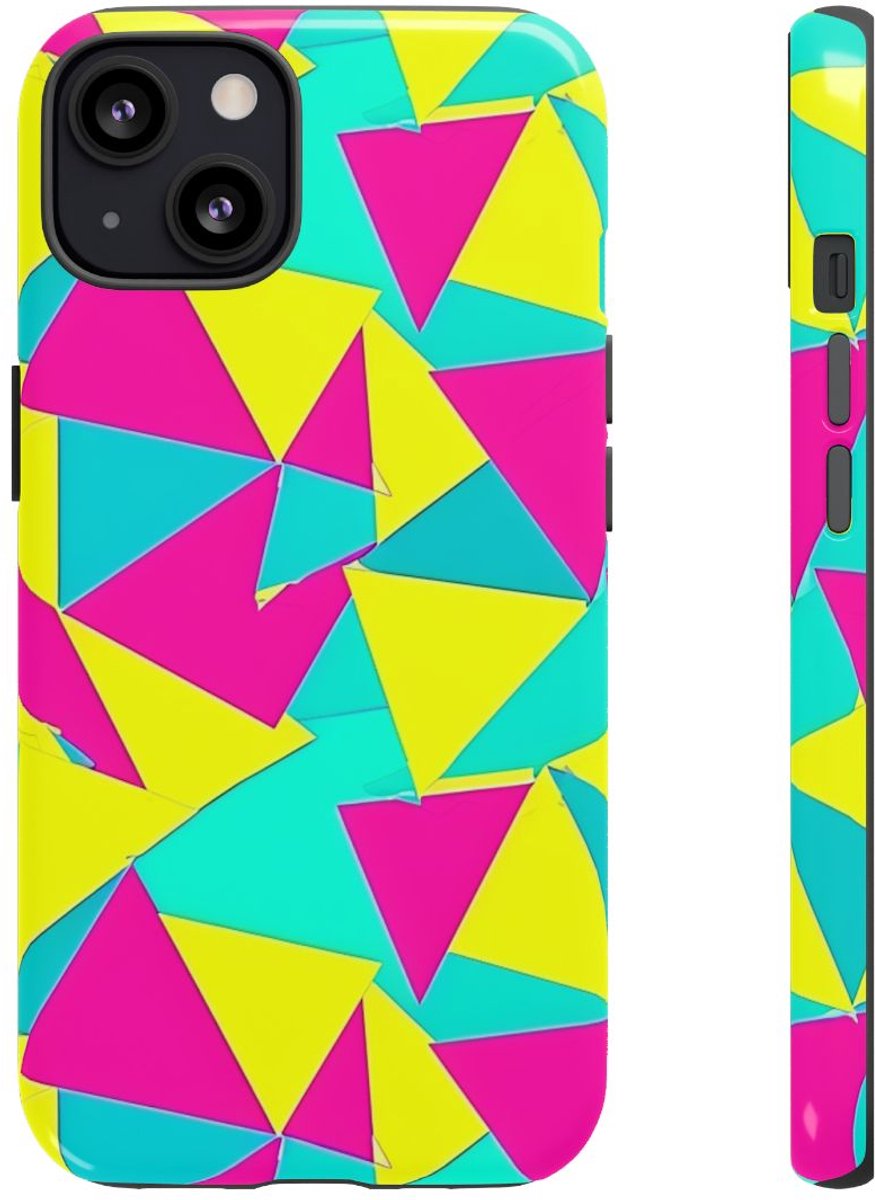 Neon Driehoekenpatroon – Telefoonhoesje Geschikt voor iPhone 13