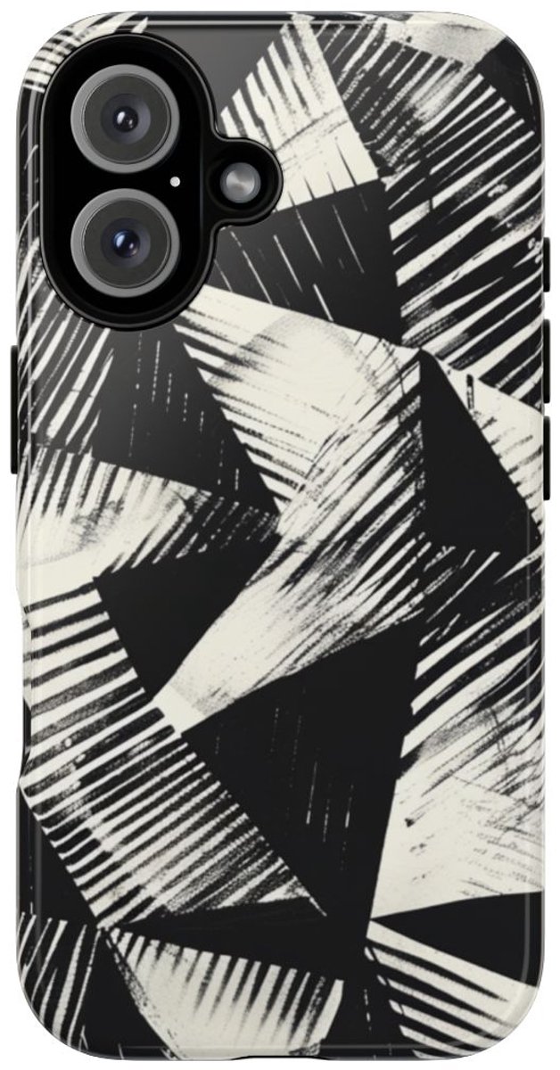Zwart-Wit Geometrisch Patroon – Telefoonhoesje Geschikt voor iPhone 16