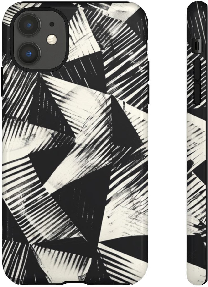 Zwart-Wit Geometrisch Patroon – Telefoonhoesje Geschikt voor iPhone 11