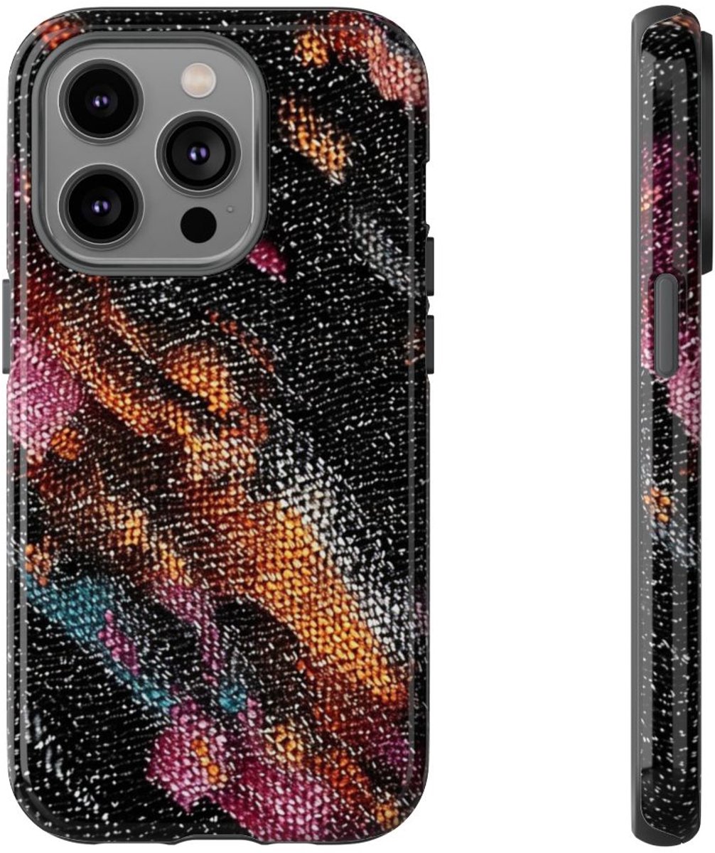 Abstract Kleurrijk Textielpatroon – Telefoonhoesje Geschikt voor iPhone 14 Pro