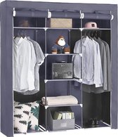 Extra grote vouwkast van stof, H175 x B150 x D45 cm, met 2 kledingstangen, grijs