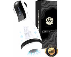 PureVibe® Squeezing Seduction Zuigende & Knijpende Sex Toys voor mannen - Automatisch Vibrerende Blowjob Masturbators - Masturbator voor Man - Pocket Pussy Zelf Electrisch & Aftrekken | Pearl White - valentijn cadeau