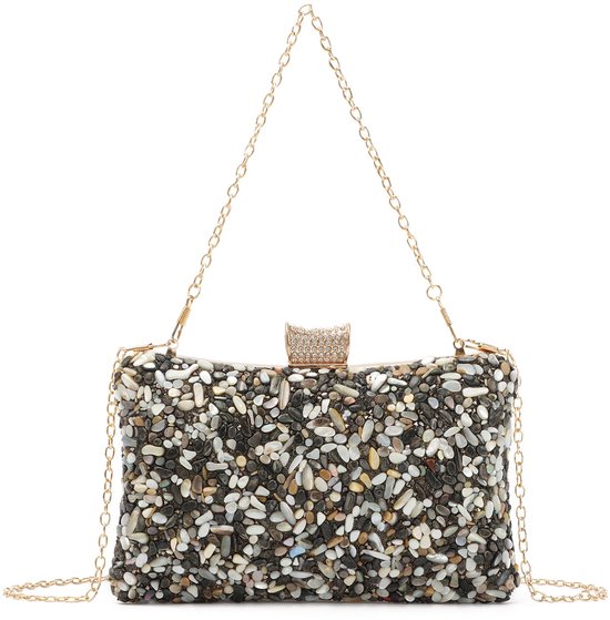 Vrouwen Hand Parel Tas Elegante Dames Clutch Bag Purse Handtas Party Prom Bruiloft Bruids Doos Clutch Avond Tas, Rose Gold Kleur, Eén maat