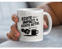 Echte Impact Echte Actie Mok, Motivatie Mok, Positieve Energie, Koffiemok, Cadeau Idee, Inspiratie, Zwart Wit Design
