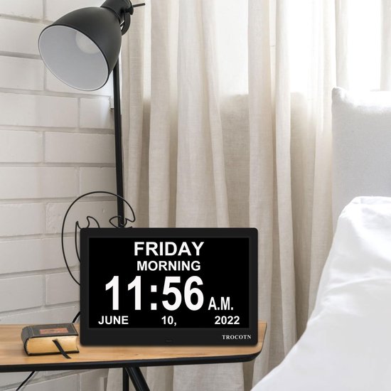 TROCOTN 7 Inches Digital Clock Day Clock Large Display Alarm