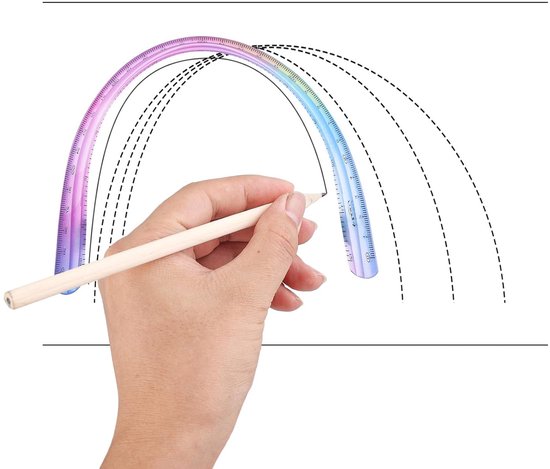 Grevosea 2 Piece Flexible Ruler Set - Colorful 30cm Plastic Shatterproof Soft Bendable Flat Ruler - Metric Straight For School Classroom, Kids And Adults — afbeelding 2