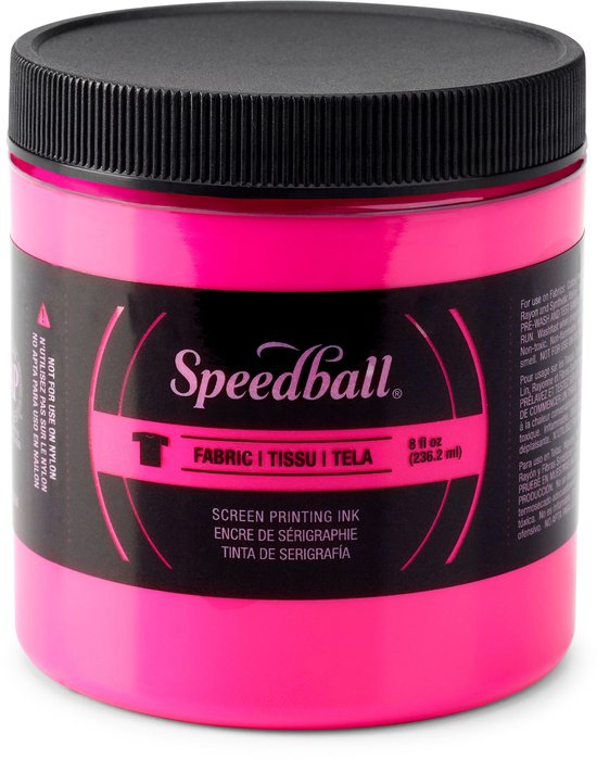 Pot d'encre de sérigraphie textile Speedball rose fluo, 8 oz.