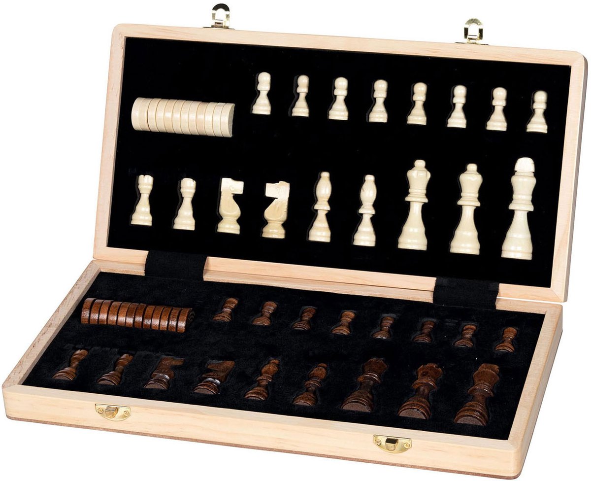 Goki Houten Schaak/Damspel 2in1 Magnetisch
