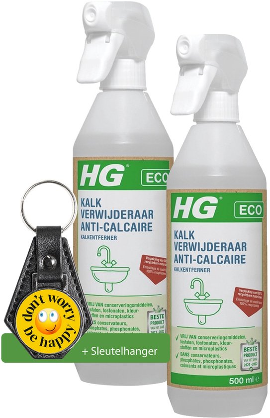 HG ECO détartrant - 2 Pièces - 500 ml - le détartrant écologique pour tous types de surfaces - y compris porte-clés