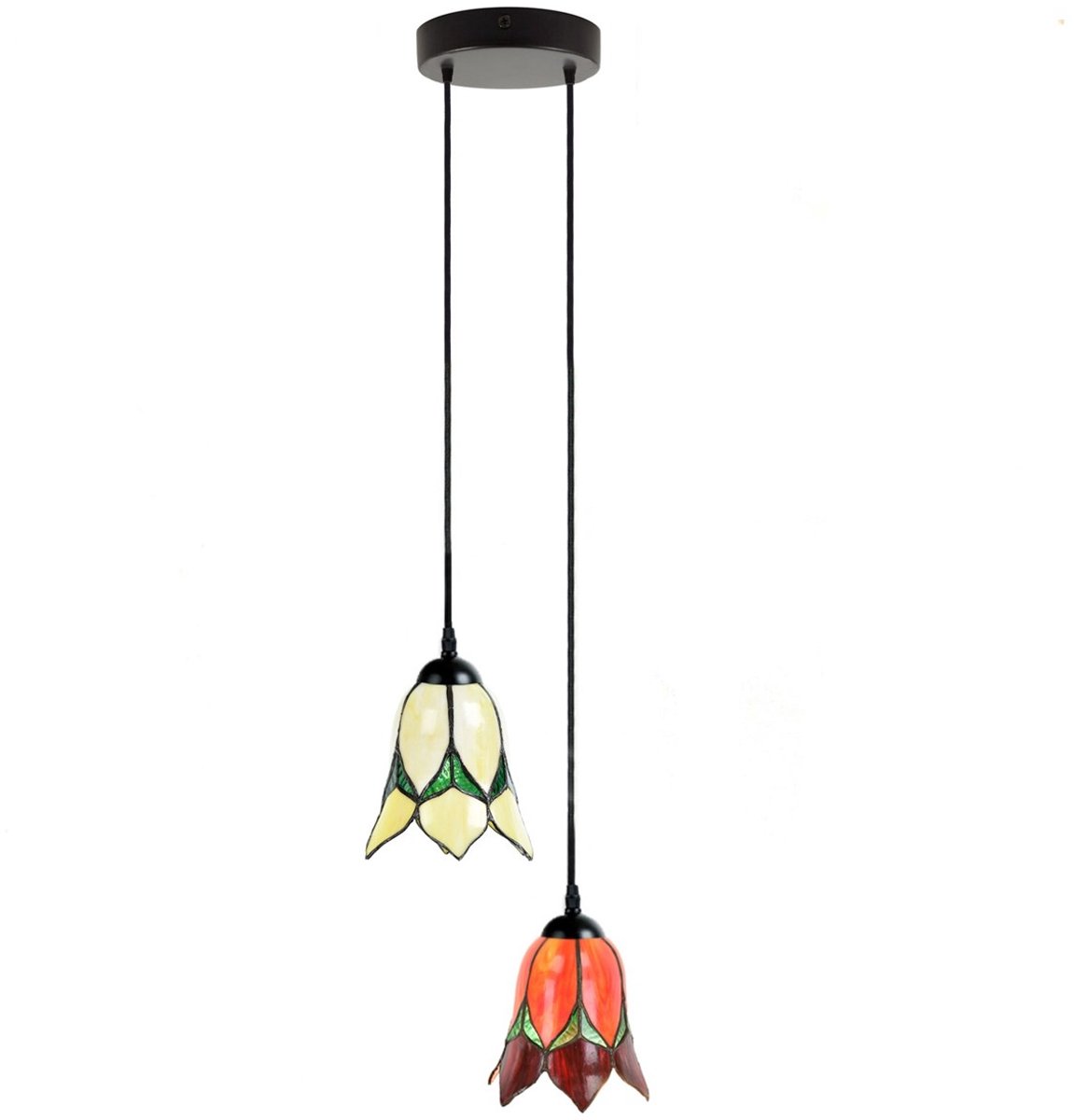 Tiffany Kroonluchter Lovely Flower Red & Yellow 2 - Art Deco Trade