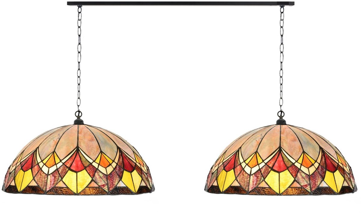 Coloured by Art 2 x Tiffany Blossom met ketting lampen aan plafondbalk - Art Deco Trade Multicolour