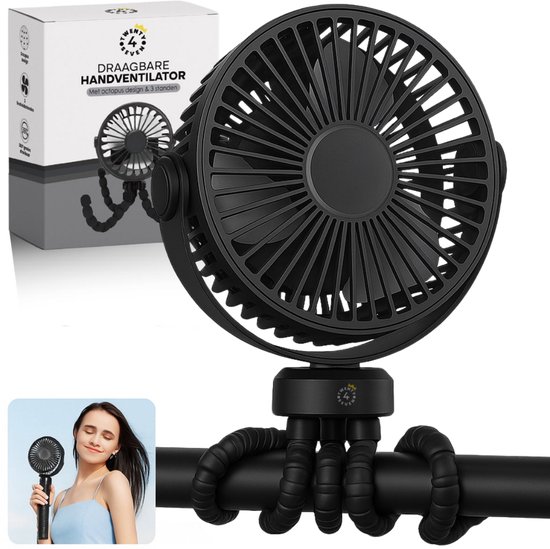 Twenty4seven® handventilator met octopus – oplaadbaar – 3 standen