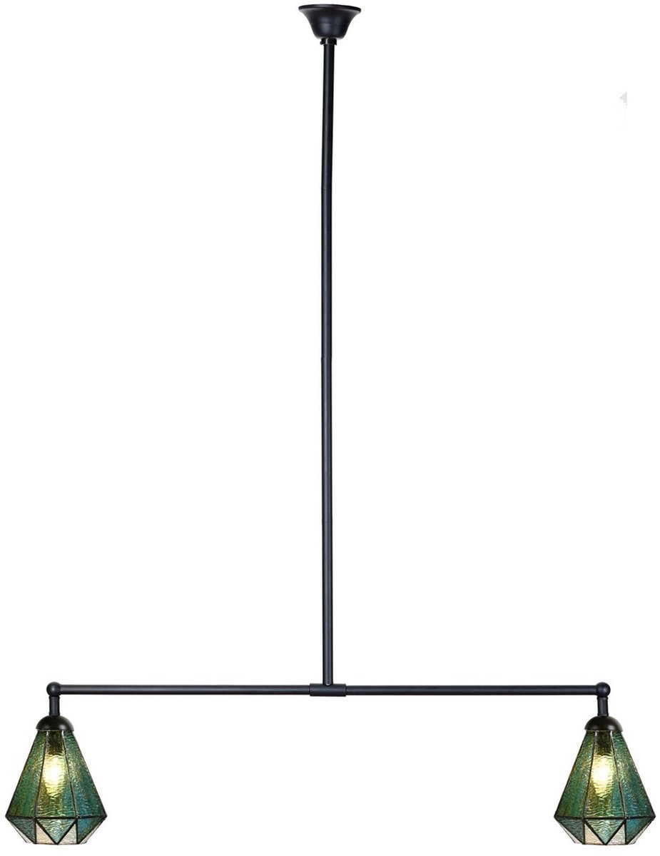 Coloured by Art Tiffany T-lamp 2 lichts Arata Green - Art Deco Trade Zwart
