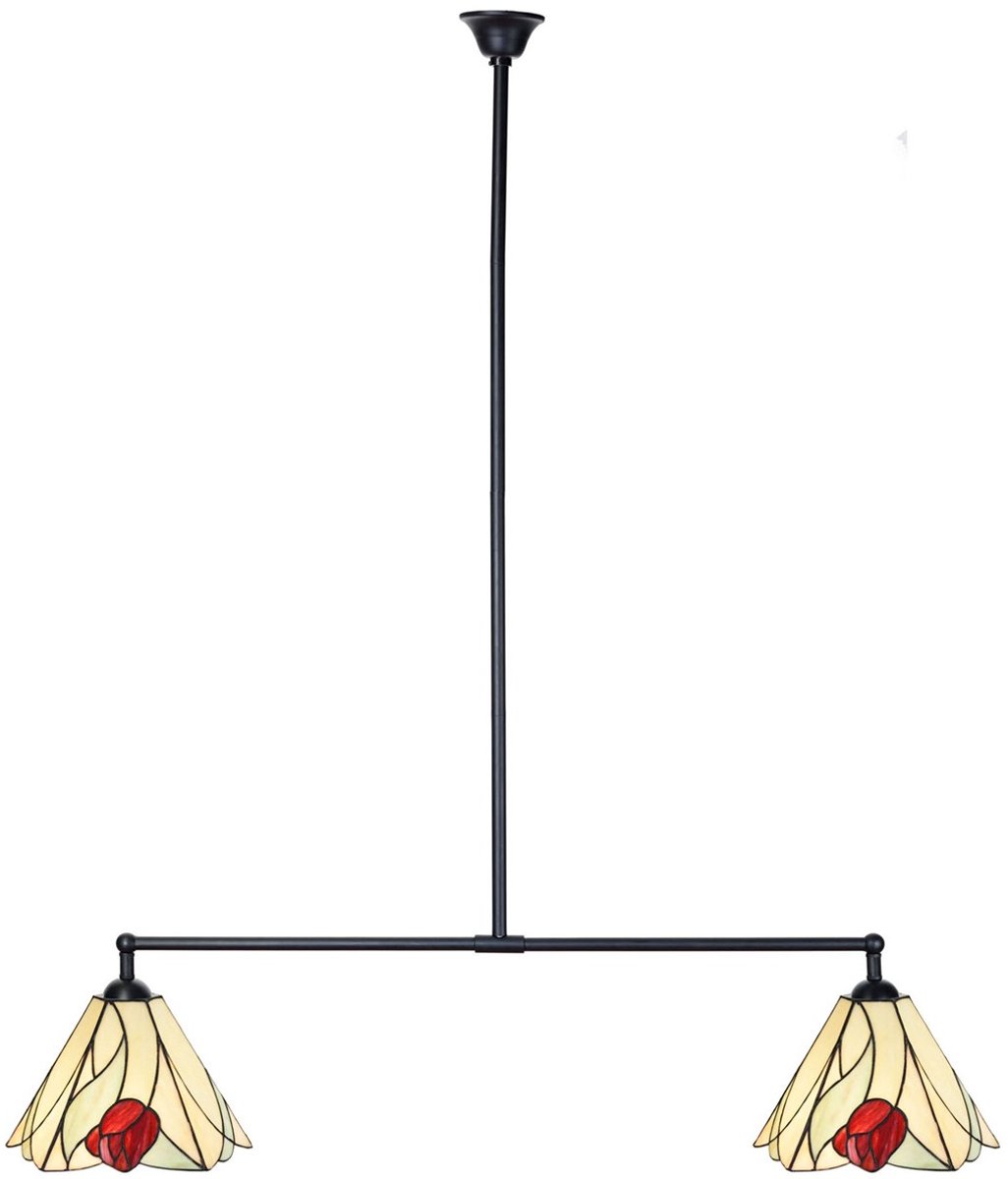 Coloured by Art Tiffany T-lamp 2 lichts Tulip - Art Deco Trade Zwart