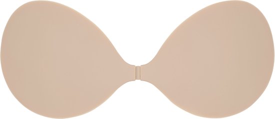 Beige plakbeha in vlindervorm, plat.