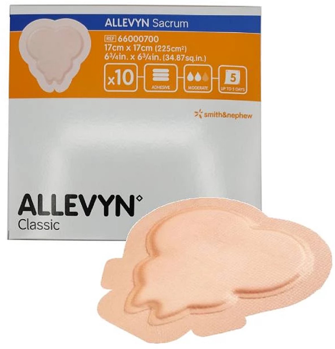 Smith & Nephew - Woundzorgmateriaal - Allevyn Sacrum 17 cm x 17 cm - 10 stuks per doos