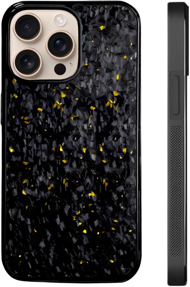 CarbonEdge - Carbon fiber phone case - Hoogwaardige kwaliteit - Geschikt voor magsafe - Carbon fiber Telefoonhoesje - iPhone hoesje shockproof - Apple iPhone 14 Plus - Goud