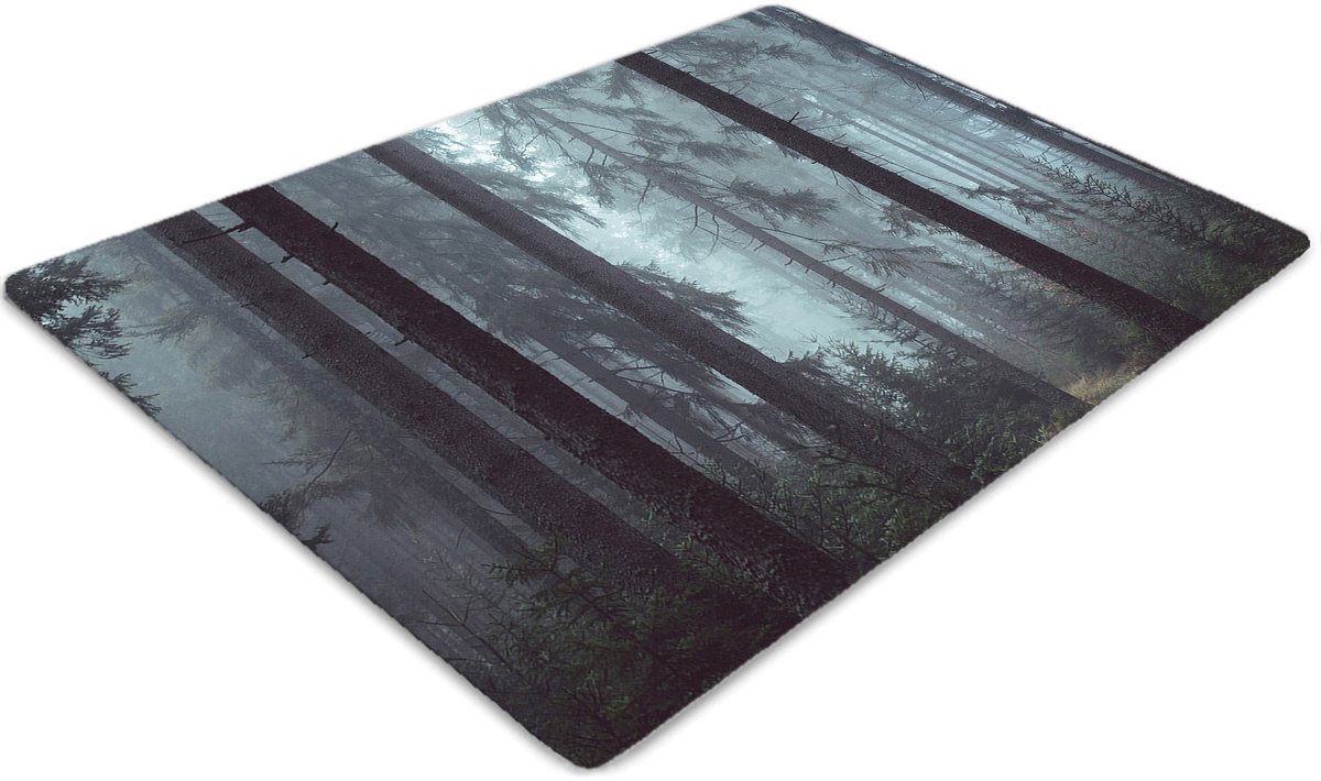 Tulup Vloerbeschermer - Mistig Bos Vloerbeschermer Groot - 100 x 70 cm - Blauw Bureaustoelmat - Bureaustoel Vloerbeschermer - Vloerbeschermer Harde Vloer - Computer Stoel Mat - Kantoordecoraties