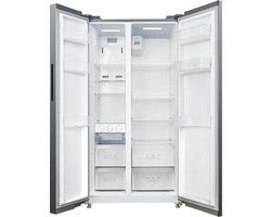Inventum SKV0178R No Frost energiezuinige Amerikaanse koelkast - 555 liter - Digitaal led-display - IJsblokjesmaker - Stil: 37 dB Superkoelen - Supervriezen - 2 deuren - Energielabel D - RVS