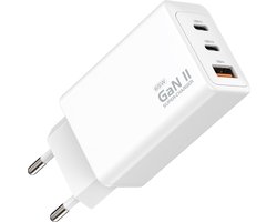 Qost - USB-C Oplader - 65W Snellader - USB-C Adapter & USB-Lader - 2× USB-C & 1× USB-A - Quick Charge - Universele Oplader - Wit