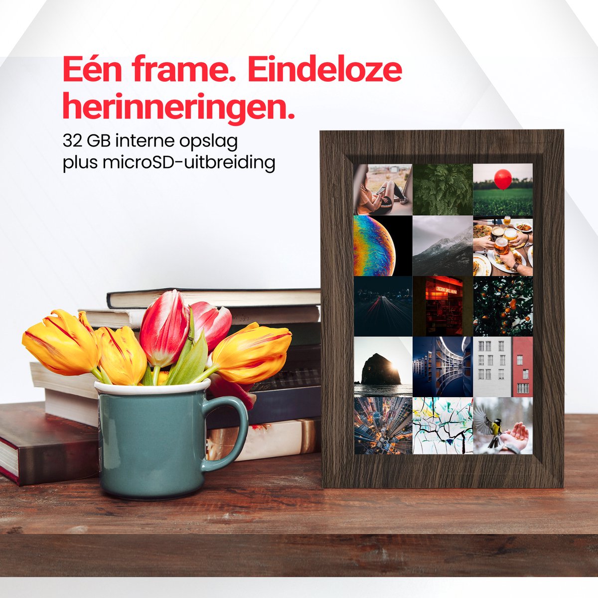 Digitale Fotolijst 10.1" HD Wifi - Houten Frame Walnoot thumbnail 8