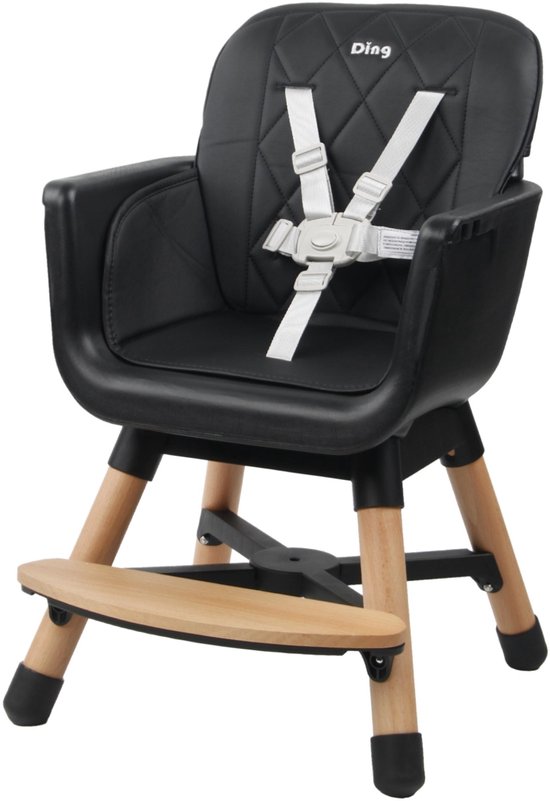 Ding Daily Houten Kinderstoel - Zwart - 6 maanden tot 3 jaar - Tot 20 kg - Hoge en Lage Kinderstoel - Incl. eetblad en veiligheidsgordel van Ding Daily — afbeelding 5