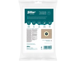 Sillar, stofzuigerzakken, van stof, met 1x inlaatfilter, 3 filterlagen, vervangingsonderdeel, geschikt voor stofzuigers van AEG, Amica, Bosch, Karcher, LG, Philips, Zelmer, 4 stuks