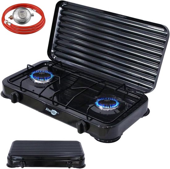 BORVAT® - Plaque de cuisson à gaz portable 2 feux - Réchaud à gaz autonome - Perfect pour une utilisation en Plein air et en cas d'urgence