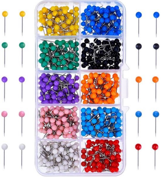 F4B Punaises 500 stuks – 10 Kleuren – 15 mm – Voor Prikbord of Kaarten