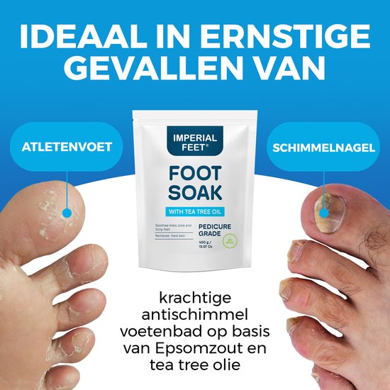 Voetenbad Zout – Nail & Sole Soak – met Tea Tree Oil & Epsom Zout – Verzorging voor Nagels en Zolen – Bij Vermoeide en Zware Voeten