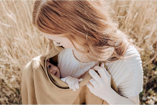 Joya Kids® Verstelbare Borstvoedingsdoek - Voedingsdoek - Uitwasbaar - Borstvoeding - Doek - Babydoek - Mousseline - Ademend - Bruin van Joy — afbeelding 2