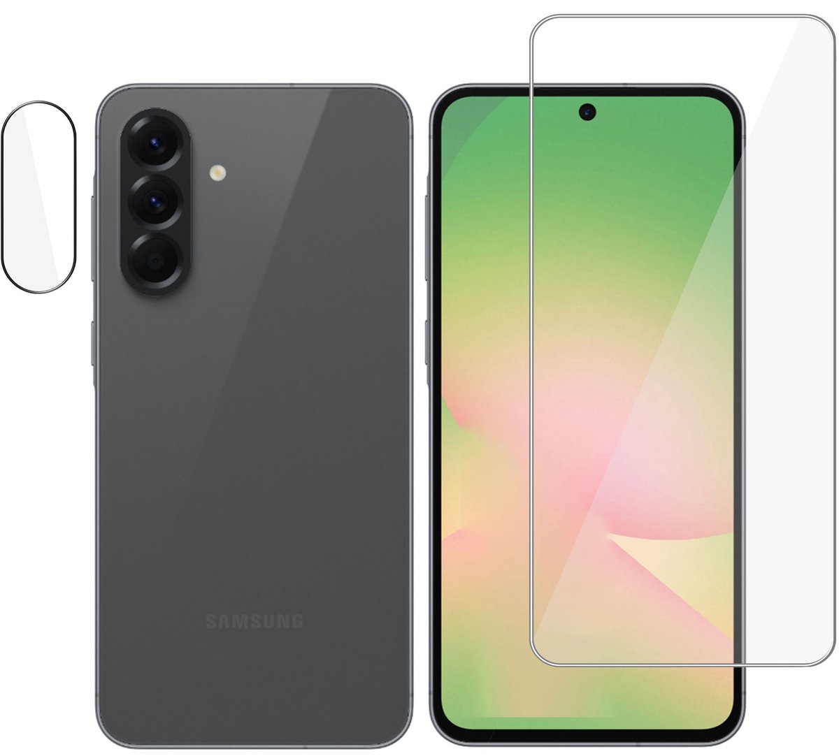 TechNow Screenprotector + Camera Screen geschikt voor Samsung Galaxy A16 Screenprotector - Gehard Glas - Rounded - Proteqt+